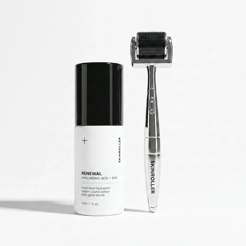 Skinroller Skinroller - Microneedling Kit med Hyaluronsyra + BHA-serum för hudförnyelse
